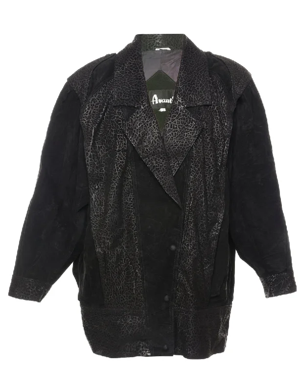 Deal Mania casual utility jacketBlack Suede Jacket - L