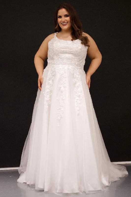 Markdown Madness party-ready dressSydneys Closet SC5299 Long Bridal A Line Wedding Dress