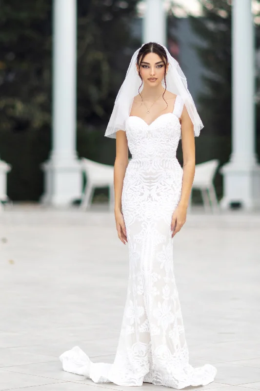 Factory Direct Sale spaghetti strap dressTina Holly TW103 Long Mermaid Bridal Sequin Wedding Dress