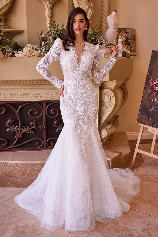 Savings Bonanza casual dressAndrea & Leo WL036 Long Sleeve Mermaid Wedding Dress
