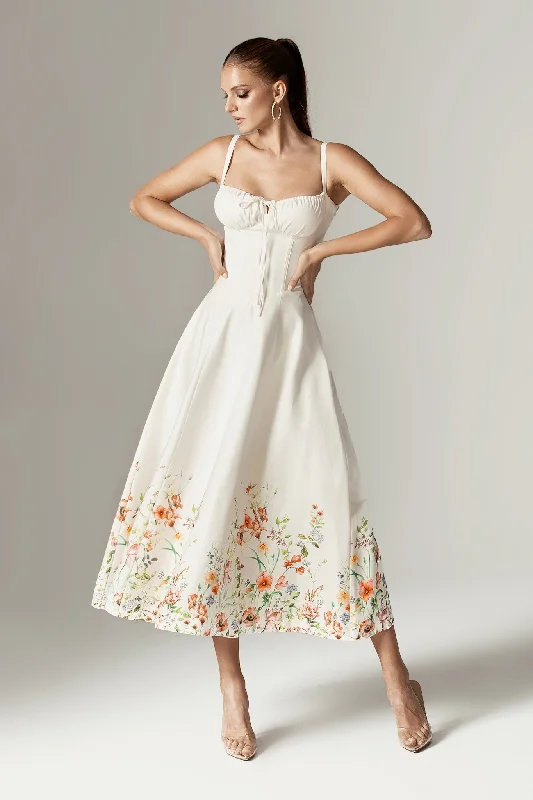 Lowest Price summer floral dressAnnette Cotton Bustier Midi Sundress (Floral Print) Lowest Price summer floral dressAnnette Cotton Bustier Midi Sundress (Floral Print)