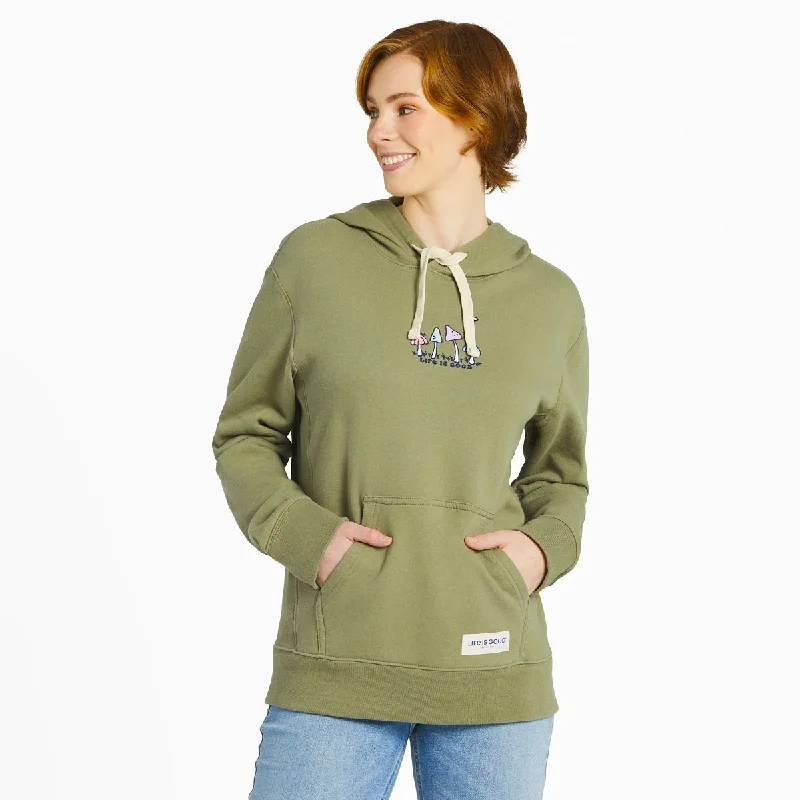 Huge Discounts comfy workout sweatshirtLife is Good Women's Mushroom Retro Scene Simply True Fleece Hoodie, Moss Green