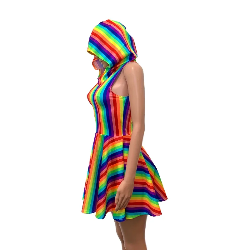Super Savings fitted cocktail dressHooded Rainbow Skater Dress - Pride Fit n Flare Dress