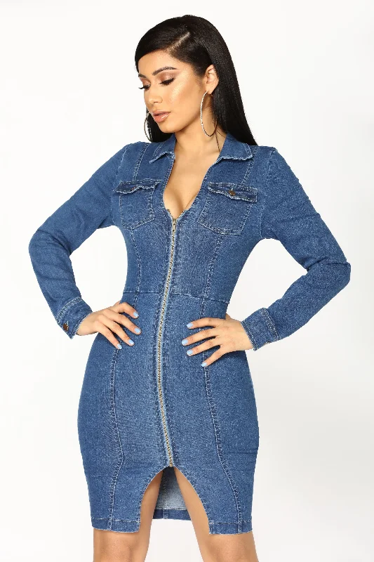 Limited Edition backless dressStreet Talk Denim Dress - Dark