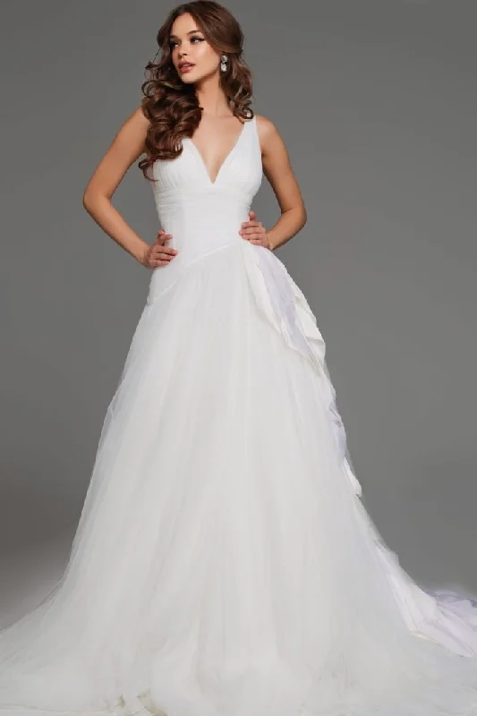Exclusive Online Offer satin midi dressJovani JB23241 Long Bridal Gown Ruffle A Line Wedding Dress