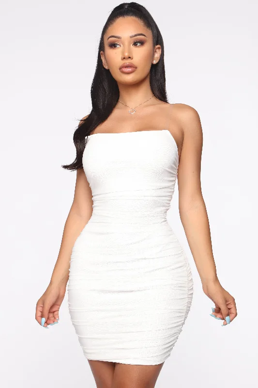 Warehouse Sale satin dressMesh Behavior Mini Dress - White
