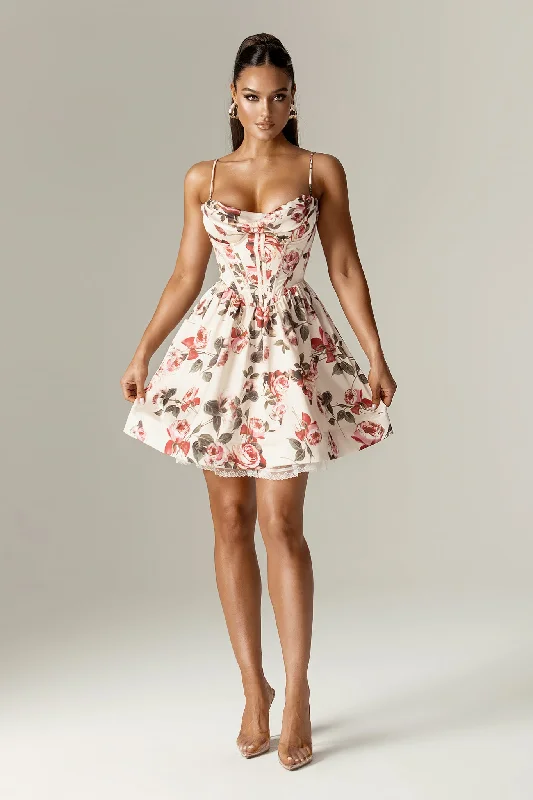 Exclusive Savings trendy dressAltha Italian Rose Print Corset Mini Dress (Rose Print)
