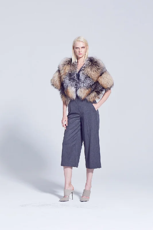 Year-End Sale puffer jacketVara Cross Fox Fur Shrug
