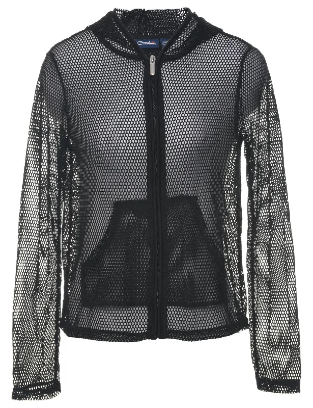 Stock Clearance high-fashion coatHooded Black Sheer Jacket - M