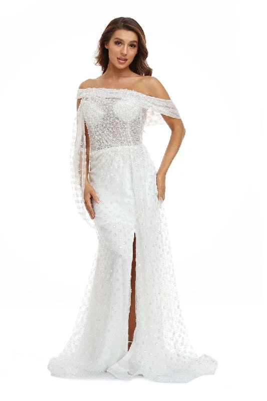 New Markdowns chic shift dressHigh Couture NR2259 Long Off Shoulder Wedding Dress