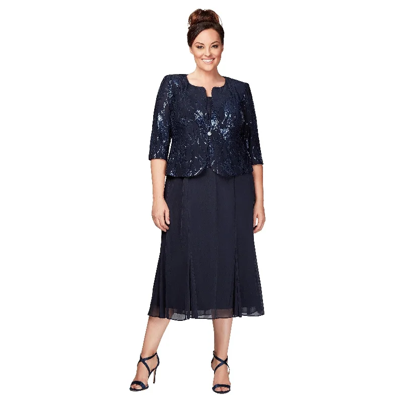 Sale Event minimalistic dressAlex Evenings AE496267 Navy 22W Sale
