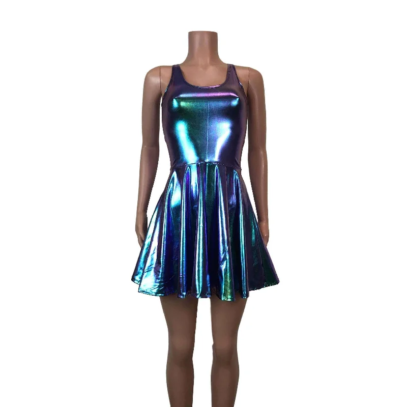 Last Chance casual shift dressHolographic Oil Slick Skater fit n flare Tank Dress