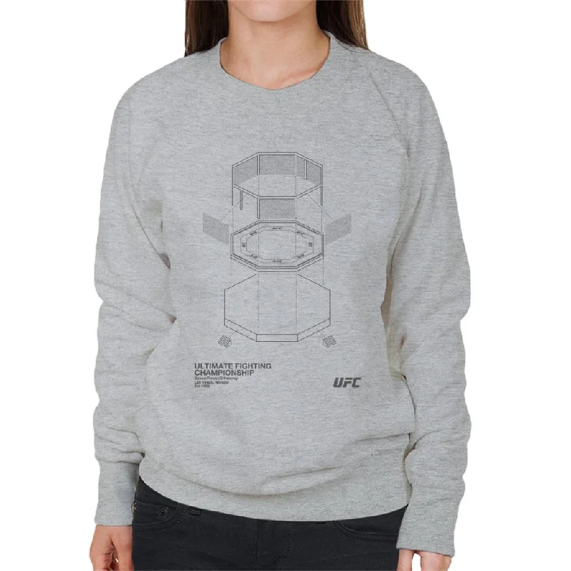 Special Promotion stylish athletic hoodieUFC Octagon Blueprint Black Print Women's Sweatshirt