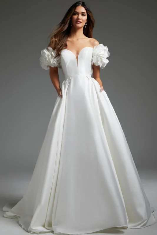 Exclusive Access elegant dressJovani JB40795 Long Ruffle Pleated Wedding Dress