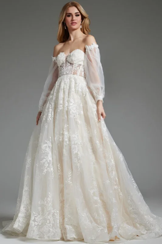 Best Seller ruffle dressJovani JB220004 Bridal Gown Long Puff Wedding Dress