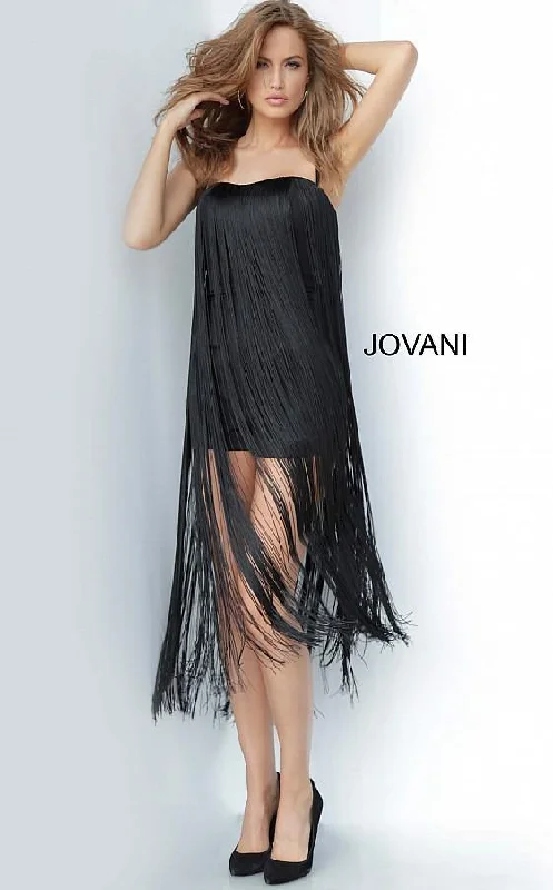 Limited Quantity casual shift dressJovani 3342 Short Fringe Overlay Romper Dress