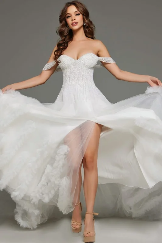 Anniversary Sale fitted dressJovani JB41159 Briddal Gown Long Ruffle Wedding Dress