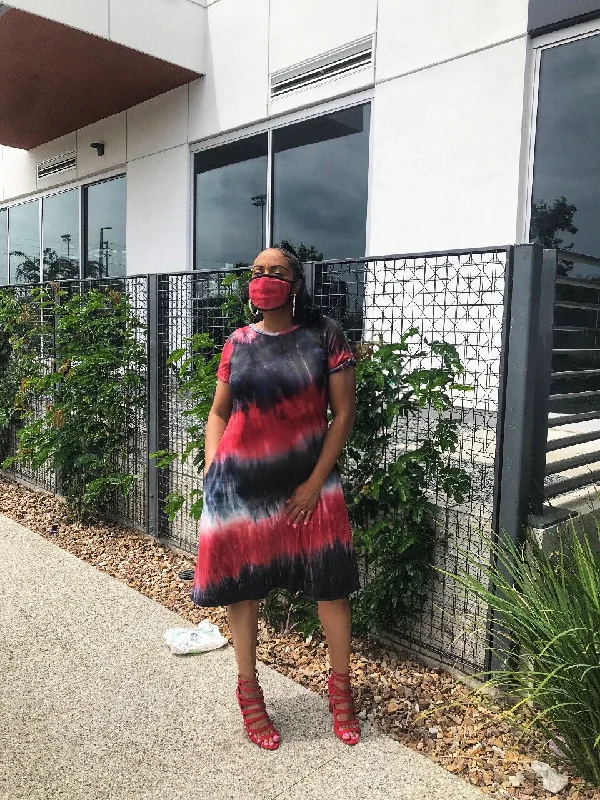 Customer Appreciation Sale long sleeve dressHot Red  Tye Dye Dress ( Regular)