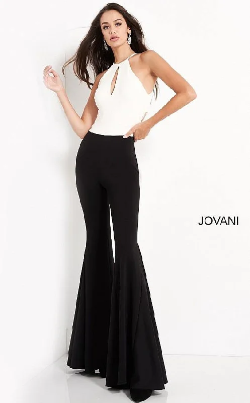 Year-End Sale backless dressJovani 4520 Formal Halter Keyhole Evening Jumpsuit
