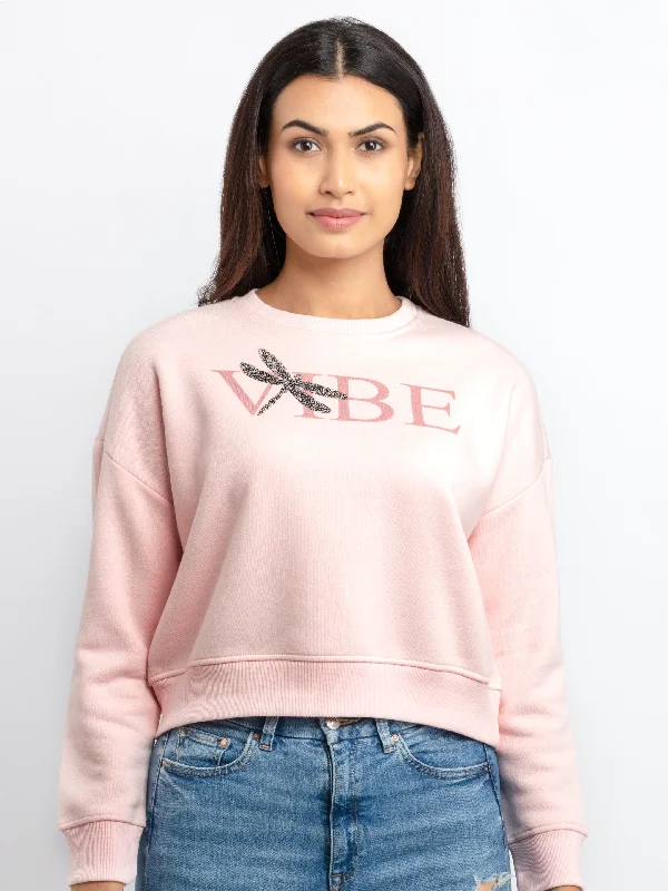 Closeout soft gym hoodieWomens Printed Round Neck Sweatshirt
