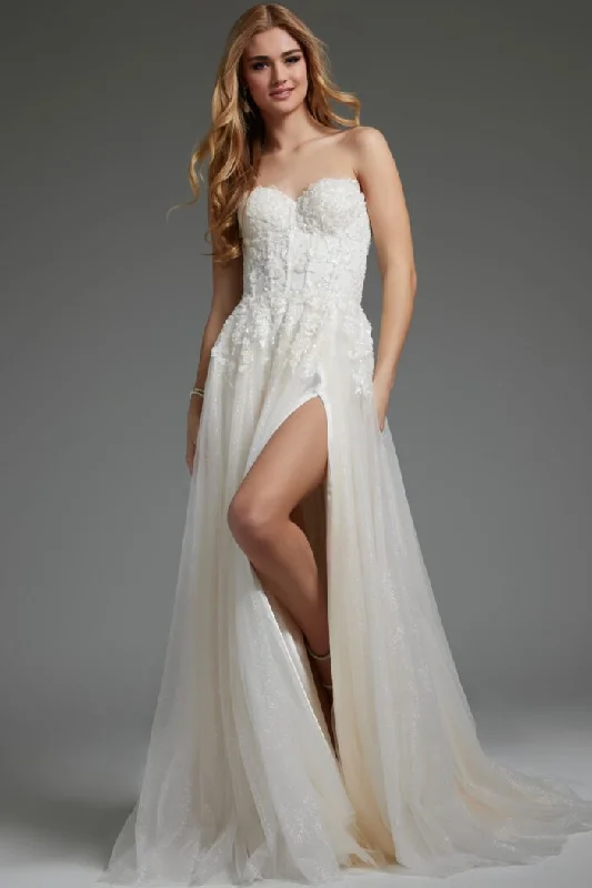 Act Fast cocktail dressJovani JB25730 Long Beaded High Slit Bridal Wedding Dress