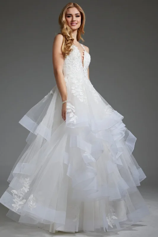 Year-End Sale sleek dressJovani JB41002 Long Layered Bridal Gown A Line Wedding Dress
