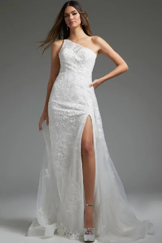 Price Reduction elegant maxi dressJovani JB37601 Long Bridal Gown High Slit Wedding Dress