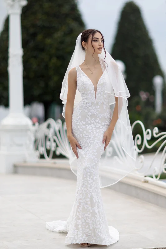 Anniversary Sale ruffle dressTina Holly TW108 Long Fitted Bridal Gown Sequin Mermaid Wedding Dress