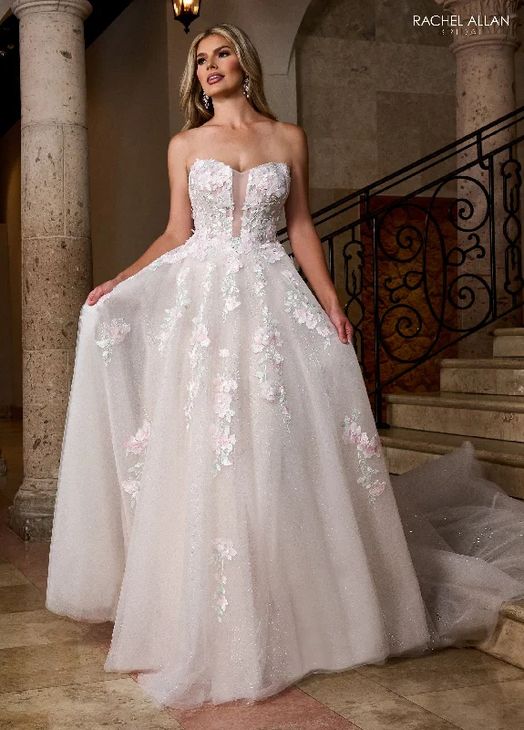Act Fast cocktail dressRachel Allan RB5084 A Line Bridal Long 3D Floral Wedding Dress