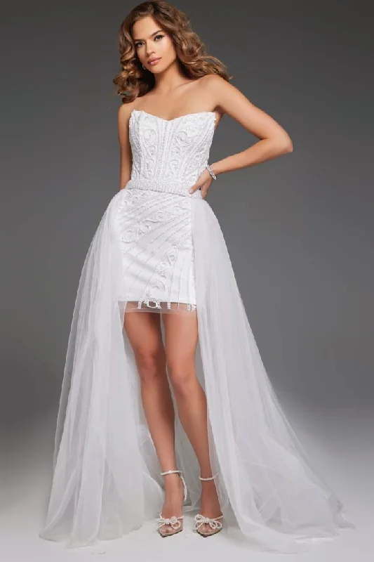 Hot Deal summer floral dressJovani JB22274 High Low Bridal Gown Beaded Wedding Dress