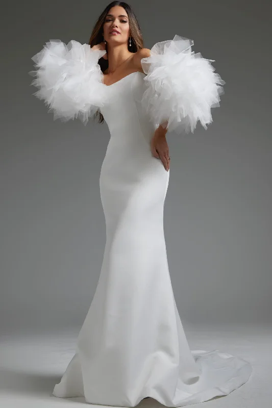 Special Discount sophisticated dressJovani JB40601 Long Fitted Puff Wedding Dress